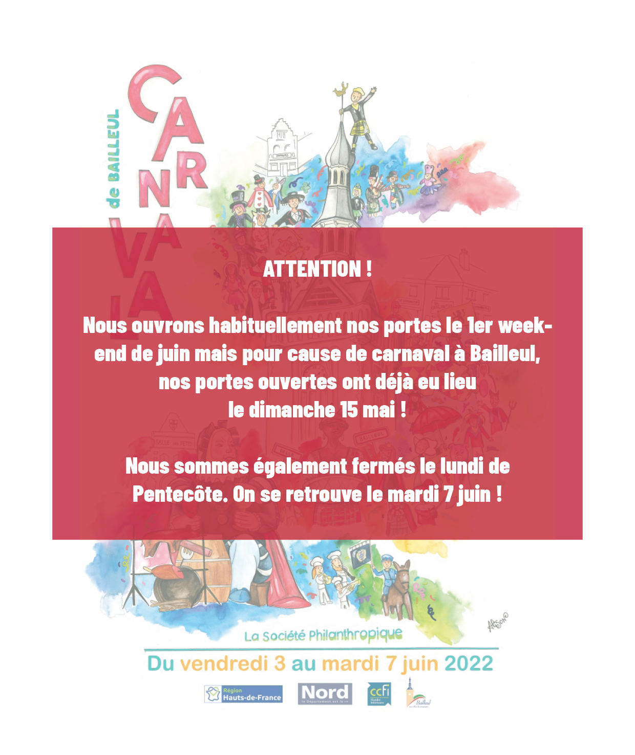 ATTENTION : nos portes ouvertes n'ont PAS lieu ce week-end !