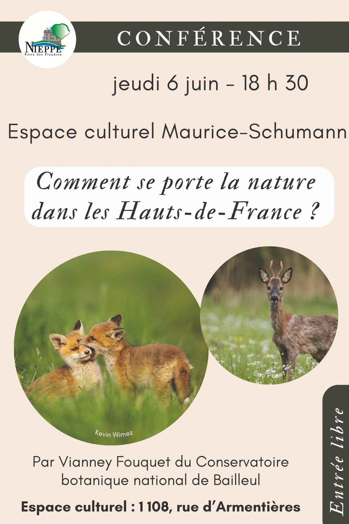 Conférence : "Comment se porte la nature dans les Hauts-de-France" à la médiathèque de Nieppe (Nord)