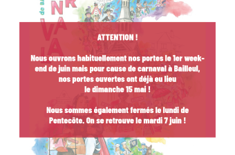 ATTENTION : nos portes ouvertes n'ont PAS lieu ce week-end !